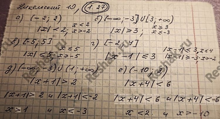 Картинка ГДЗ - Упражнение 1.27 ГДЗ Никольский 10 класс Вариант 1