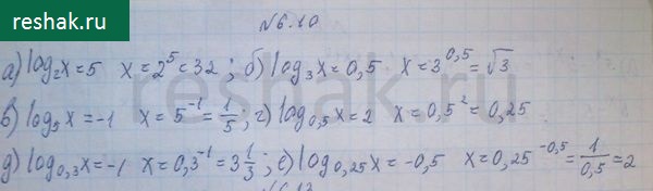 Картинка ГДЗ - Упражнение 6.10 ГДЗ Никольский 10 класс Вариант 1