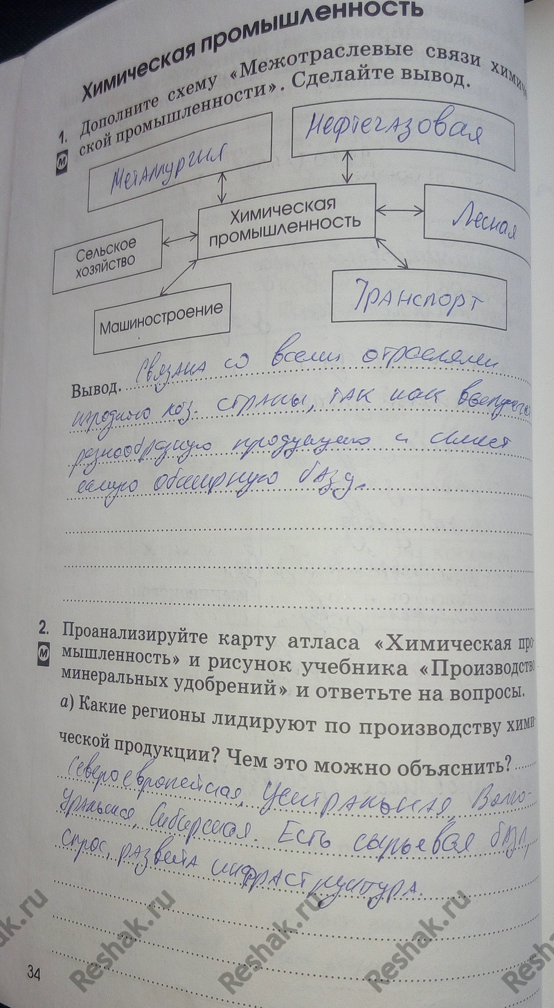 Картинка ГДЗ - Страница 34 ГДЗ рабочая тетрадь Алексеева Ким 9 класс Вариант 1