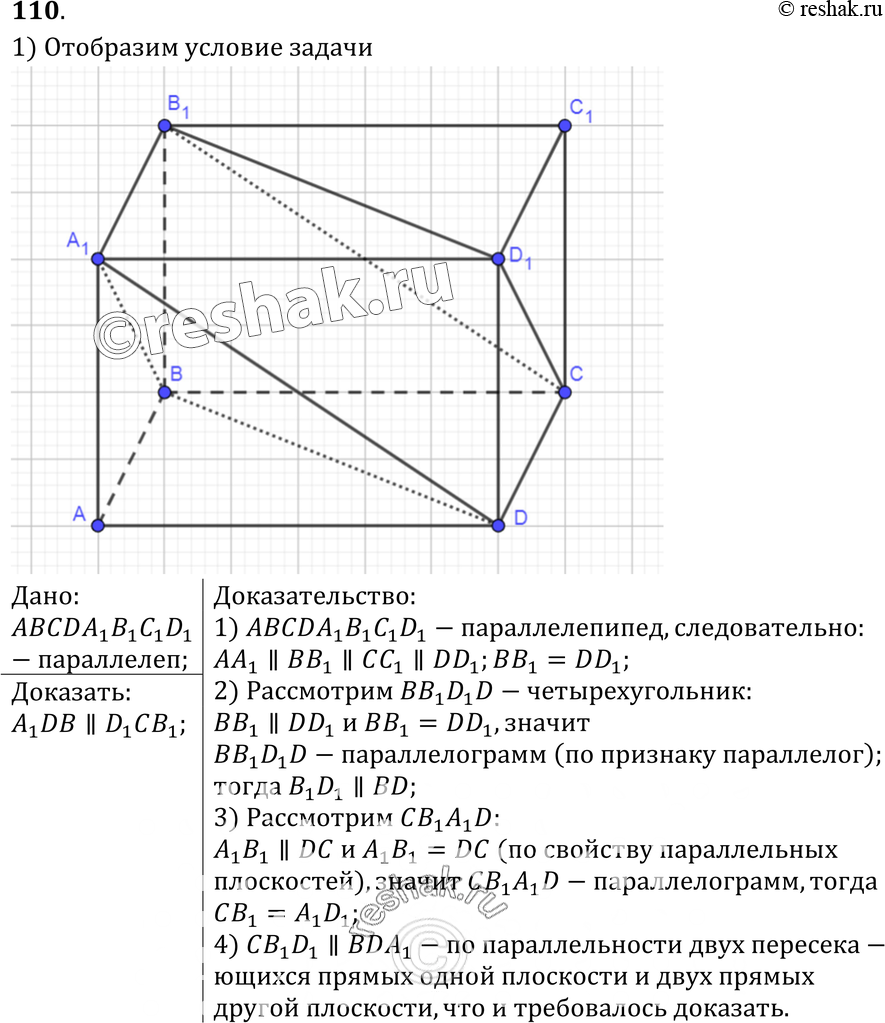 Картинка ГДЗ - Упражнение 110 ГДЗ Атанасян 10-11 класс по геометрии Вариант 1