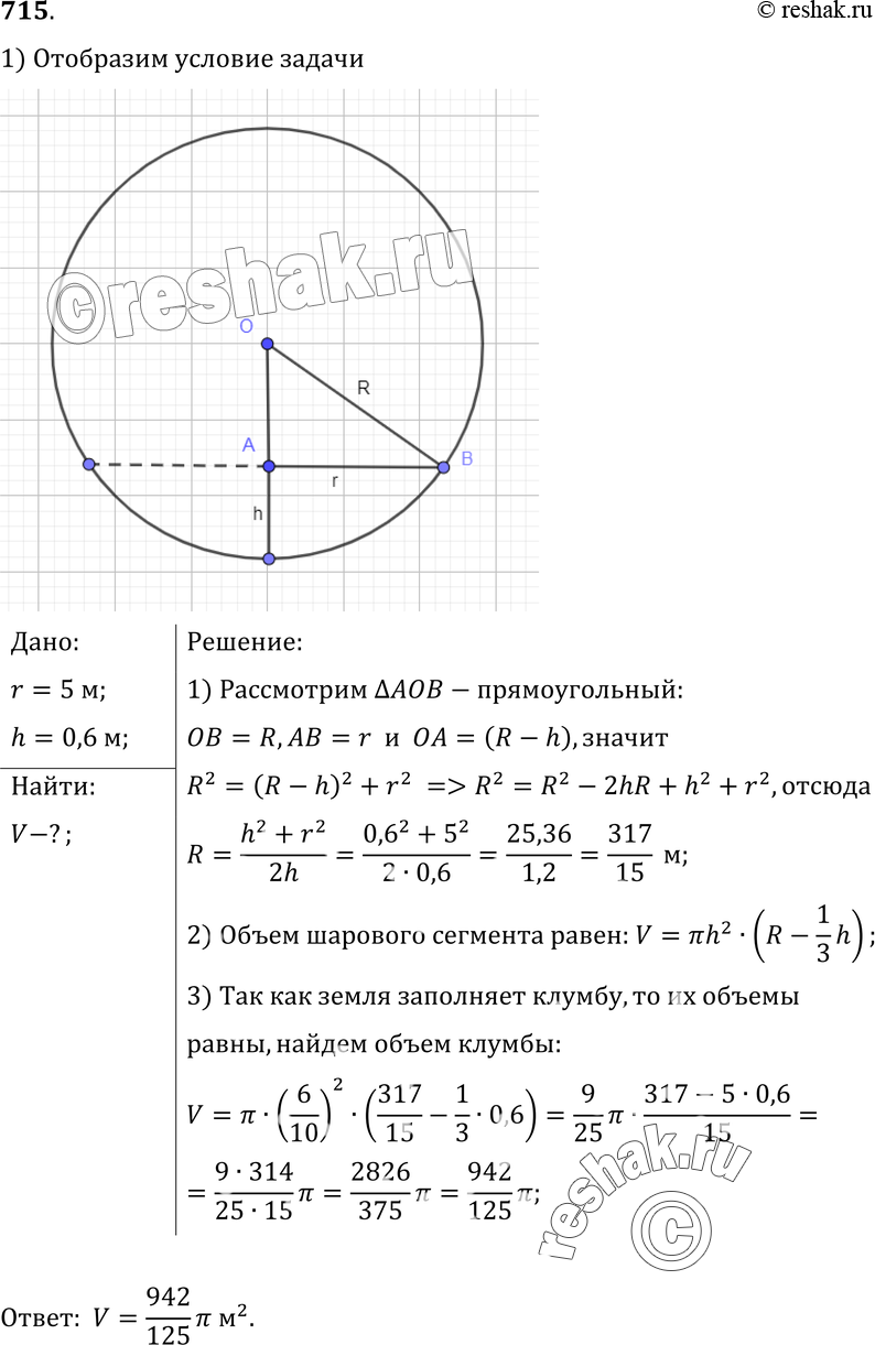 Картинка ГДЗ - Упражнение 715 ГДЗ Атанасян 10-11 класс по геометрии Вариант 1