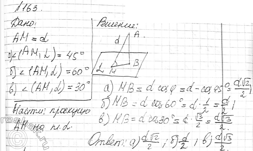 Картинка ГДЗ - Упражнение 163 ГДЗ Атанасян 10-11 класс по геометрии Вариант 4