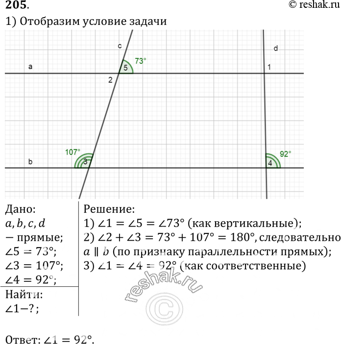 Картинка ГДЗ - №205 ГДЗ Атанасян 7-9 класс по геометрии Вариант 1