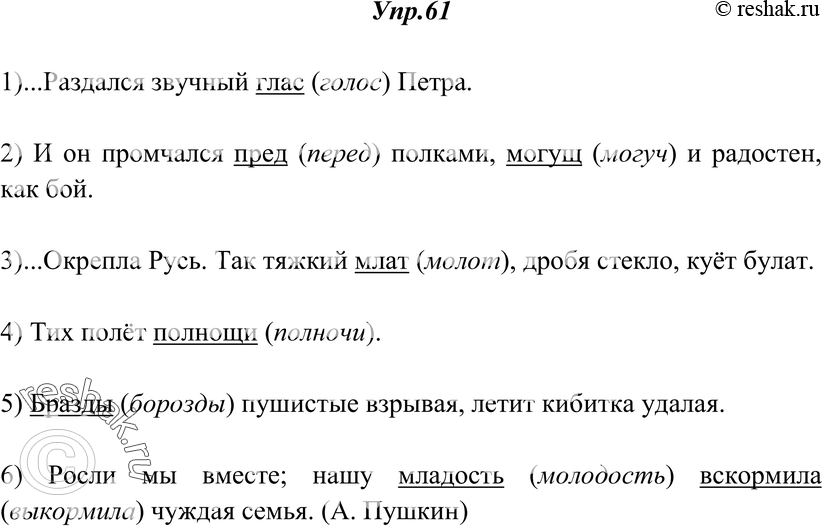 Картинка ГДЗ - Упражнение 61 ГДЗ Греков Крючков 10-11 класс по русскому языку Вариант 1