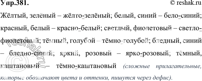 Картинка ГДЗ - Упражнение 381 по русскому языку ГДЗ Баранов Ладыженская 6 класс Вариант 1
