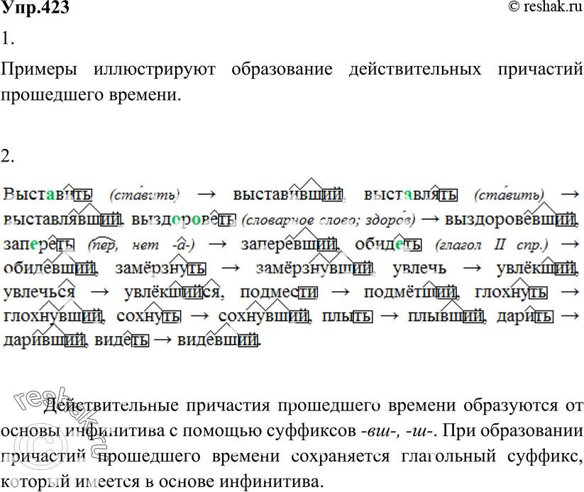 Картинка ГДЗ - Упражнение 423 по русскому языку ГДЗ Разумовская Львова 6 класс Вариант 1