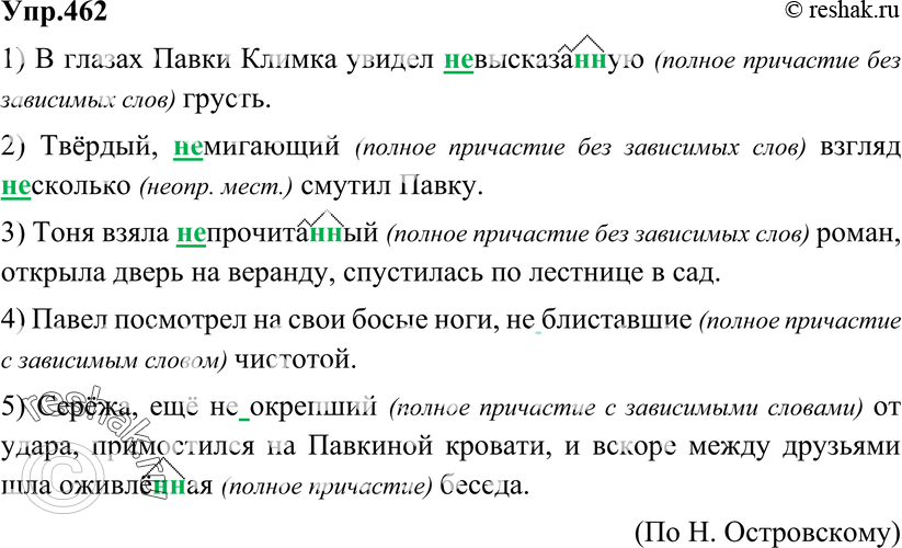 Картинка ГДЗ - Упражнение 462 по русскому языку ГДЗ Разумовская Львова 6 класс Вариант 1
