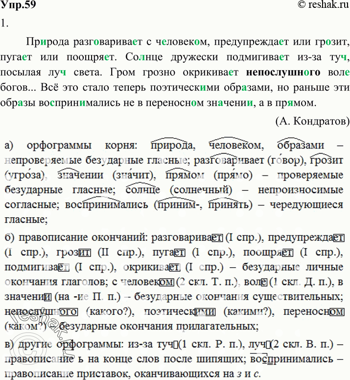 Картинка ГДЗ - Упражнение 59 по русскому языку ГДЗ Разумовская Львова 6 класс Вариант 1