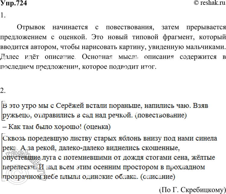 Картинка ГДЗ - Упражнение 724 по русскому языку ГДЗ Разумовская Львова 6 класс Вариант 1