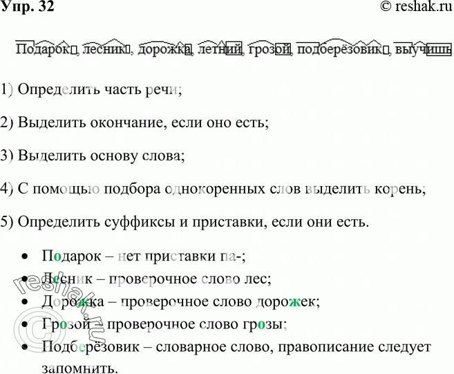 Картинка ГДЗ - Упражнение 32 по русскому языку ГДЗ Рыбченкова Александрова 6 класс Вариант 1