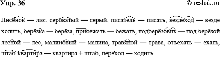 Картинка ГДЗ - Упражнение 36 по русскому языку ГДЗ Рыбченкова Александрова 6 класс Вариант 1