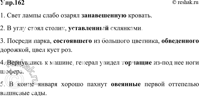 Картинка ГДЗ - Упражнение 162 Глава 5 по русскому языку ГДЗ Шмелев 6 класс Вариант 1