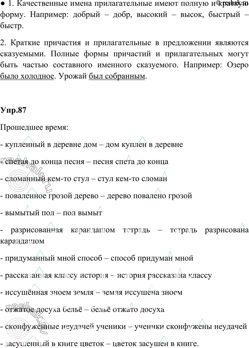 Картинка ГДЗ - Упражнение 87 Глава 5 по русскому языку ГДЗ Шмелев 6 класс Вариант 1