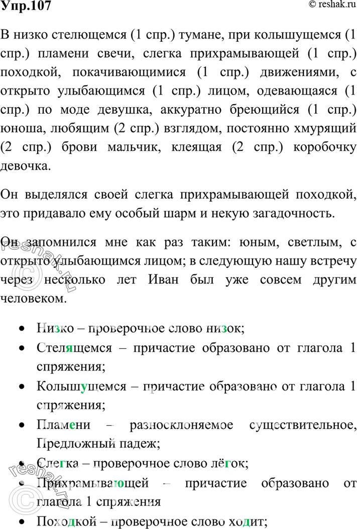 Картинка ГДЗ - Упражнение 107 по русскому языку ГДЗ Ладыженская 7 класс Вариант 1