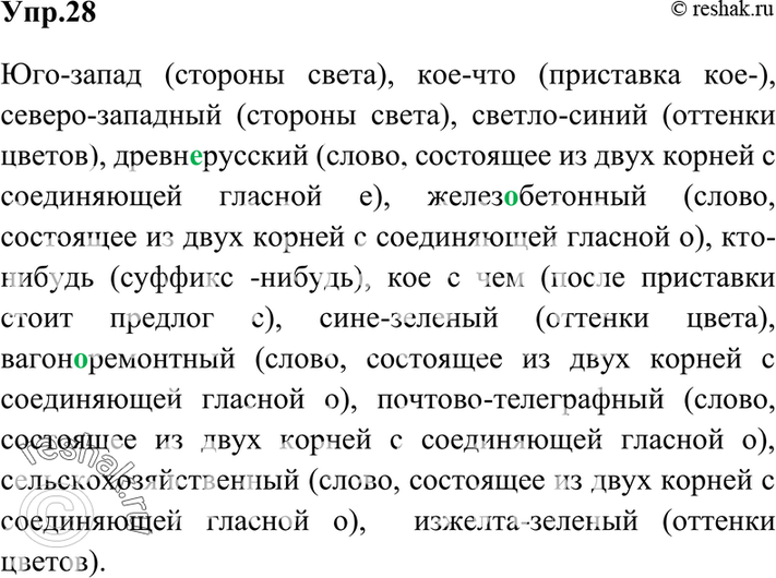 Картинка ГДЗ - Упражнение 28 по русскому языку ГДЗ Ладыженская 7 класс Вариант 1