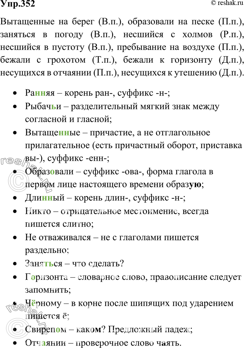 Картинка ГДЗ - Упражнение 352 по русскому языку ГДЗ Ладыженская 7 класс Вариант 1