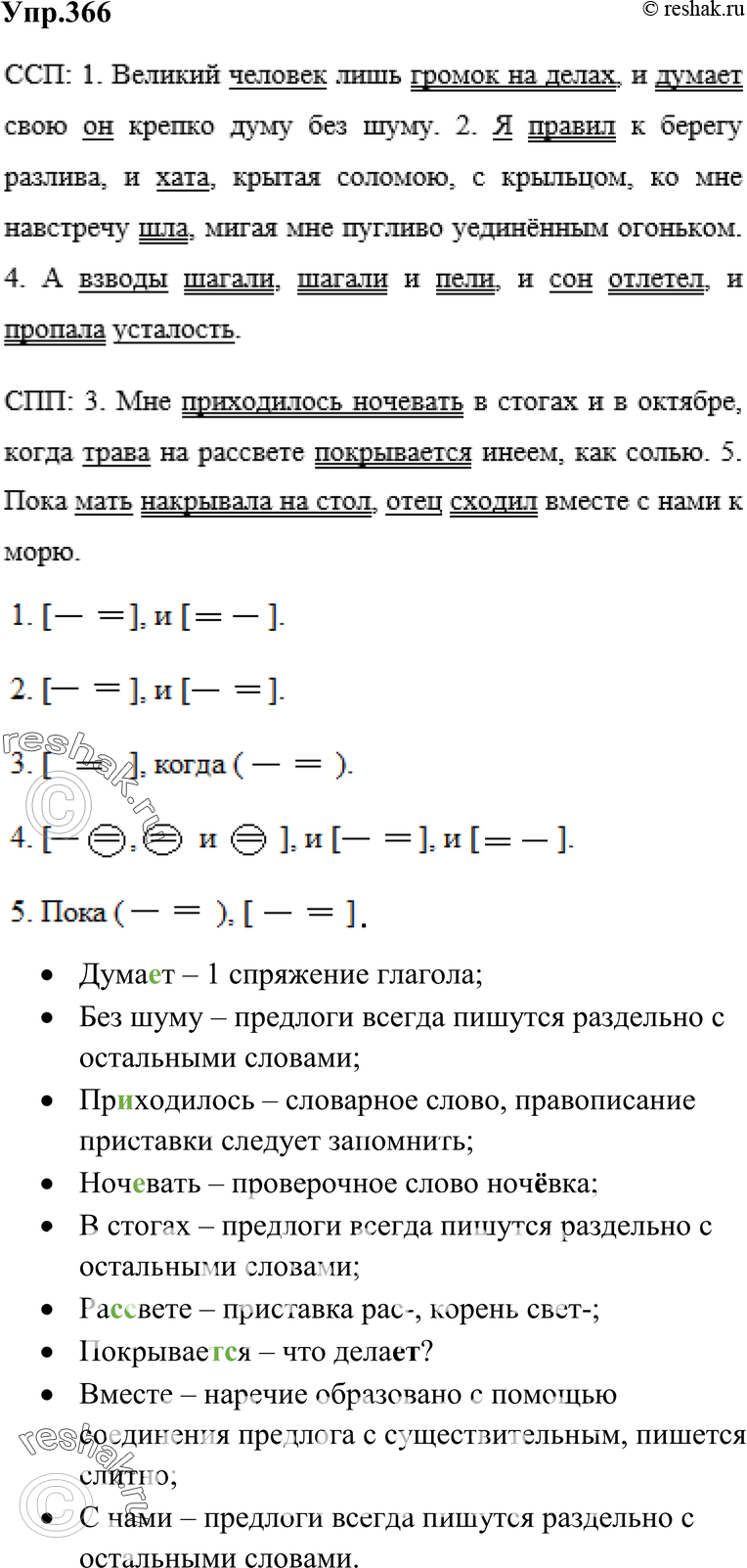 Картинка ГДЗ - Упражнение 366 по русскому языку ГДЗ Ладыженская 7 класс Вариант 1