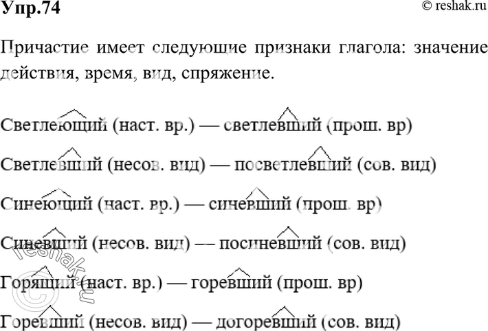 Картинка ГДЗ - Упражнение 74 по русскому языку ГДЗ Ладыженская 7 класс Вариант 1