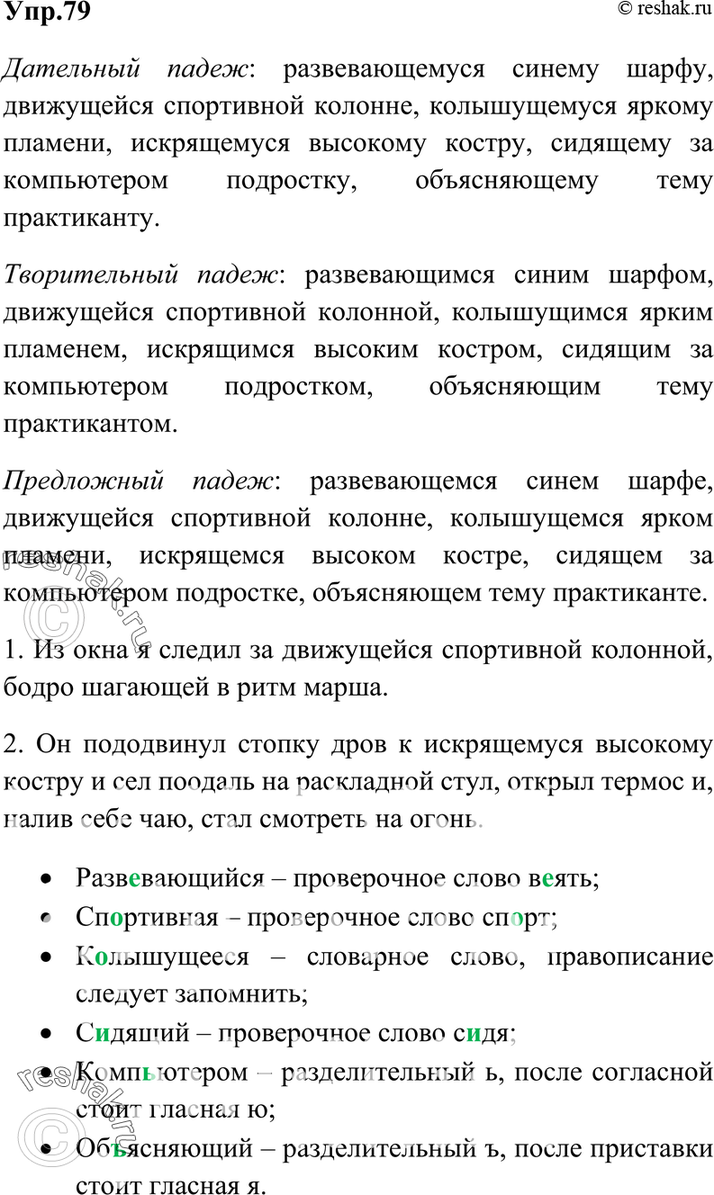 Картинка ГДЗ - Упражнение 79 по русскому языку ГДЗ Ладыженская 7 класс Вариант 1
