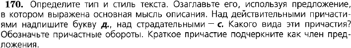 Картинка ГДЗ - задания Упражнение 170 по русскому языку ГДЗ Ладыженская 7 класс