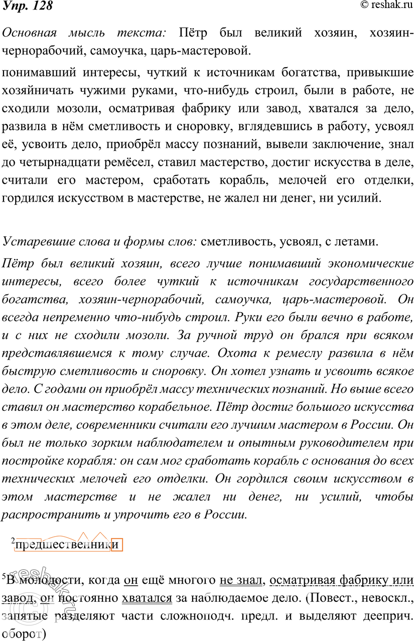 Картинка ГДЗ - Упражнение 128 по русскому языку ГДЗ Ладыженская 8 класс Вариант 1
