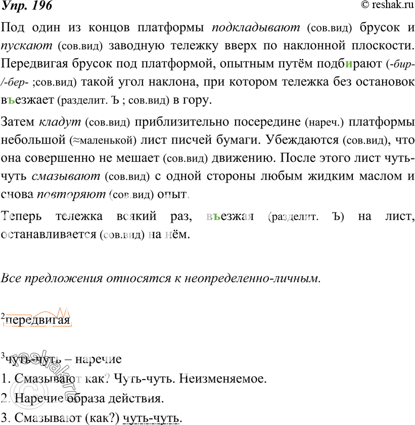 Картинка ГДЗ - Упражнение 196 по русскому языку ГДЗ Ладыженская 8 класс Вариант 1