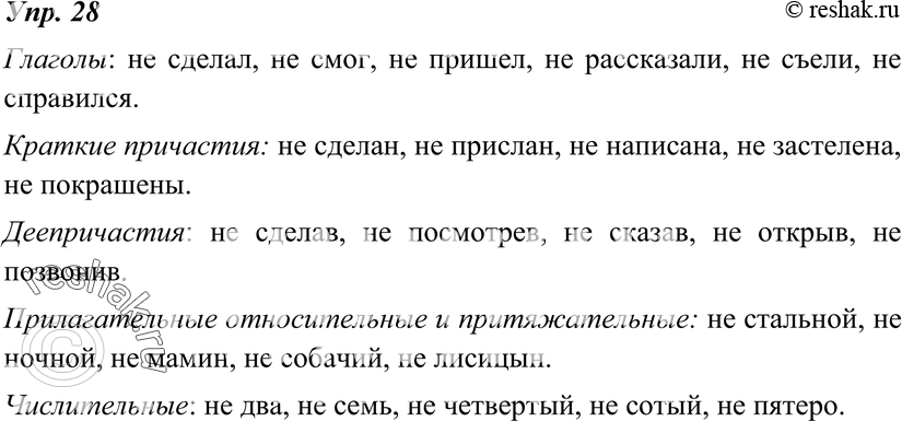 Картинка ГДЗ - Упражнение 28 по русскому языку ГДЗ Ладыженская 8 класс Вариант 1