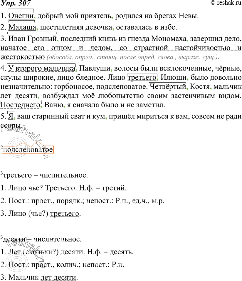 Картинка ГДЗ - Упражнение 307 по русскому языку ГДЗ Ладыженская 8 класс Вариант 1