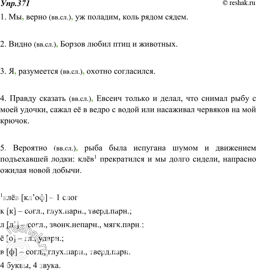 Картинка ГДЗ - Упражнение 371 по русскому языку ГДЗ Ладыженская 8 класс Вариант 1