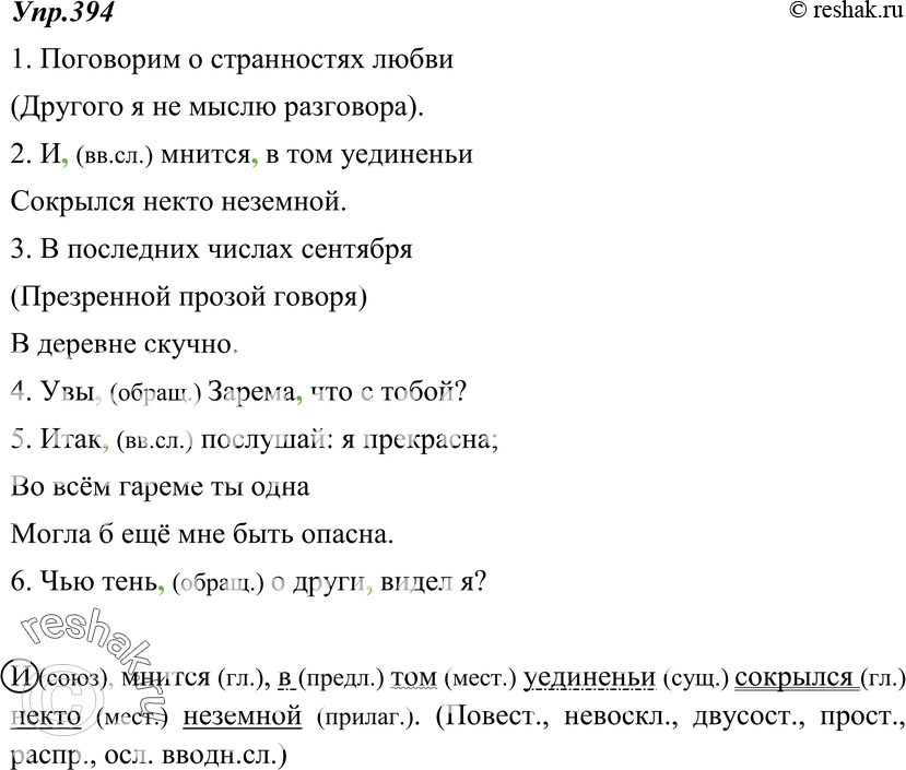 Картинка ГДЗ - Упражнение 394 по русскому языку ГДЗ Ладыженская 8 класс Вариант 1