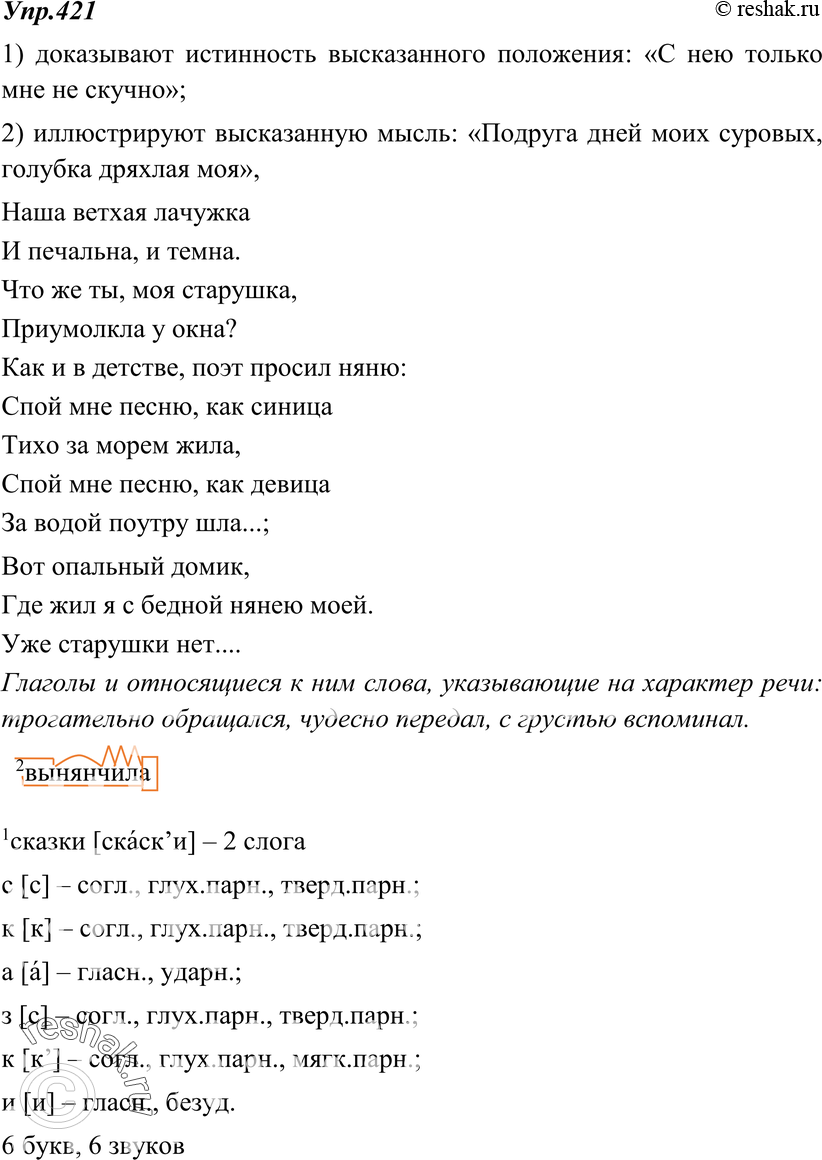 Картинка ГДЗ - Упражнение 421 по русскому языку ГДЗ Ладыженская 8 класс Вариант 1