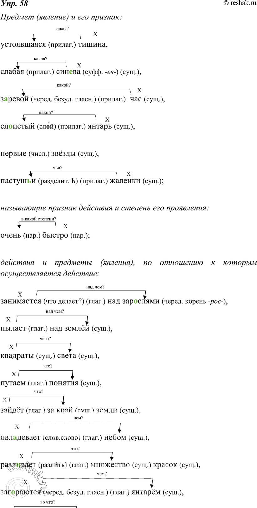 Картинка ГДЗ - Упражнение 58 по русскому языку ГДЗ Ладыженская 8 класс Вариант 1