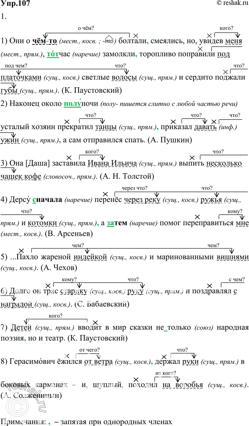 Картинка ГДЗ - Упражнение 107 по русскому языку ГДЗ Разумовская Львова 8 класс Вариант 1