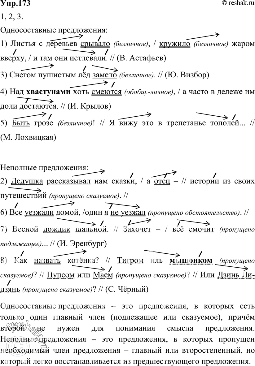 Картинка ГДЗ - Упражнение 173 по русскому языку ГДЗ Разумовская Львова 8 класс Вариант 1