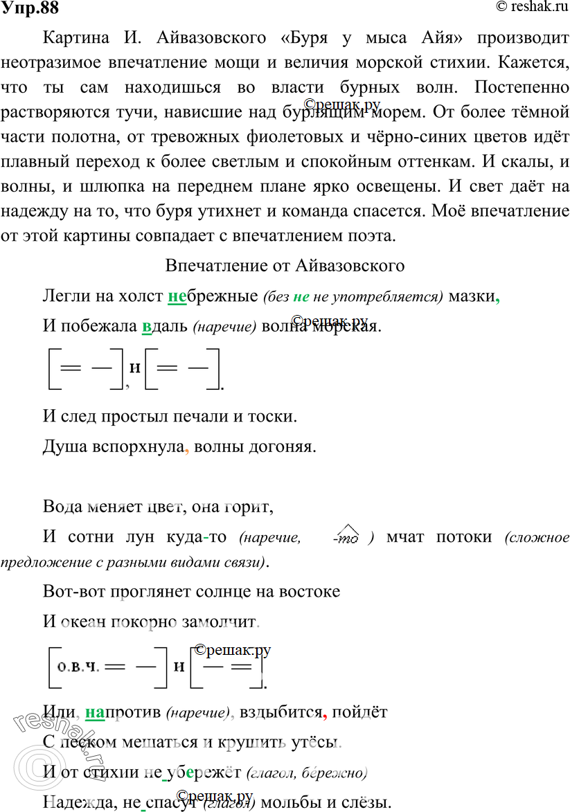 Картинка ГДЗ - Упражнение 88 ГДЗ Бархударов 9 класс(русский язык)<font color='red'>New</font> Вариант 1