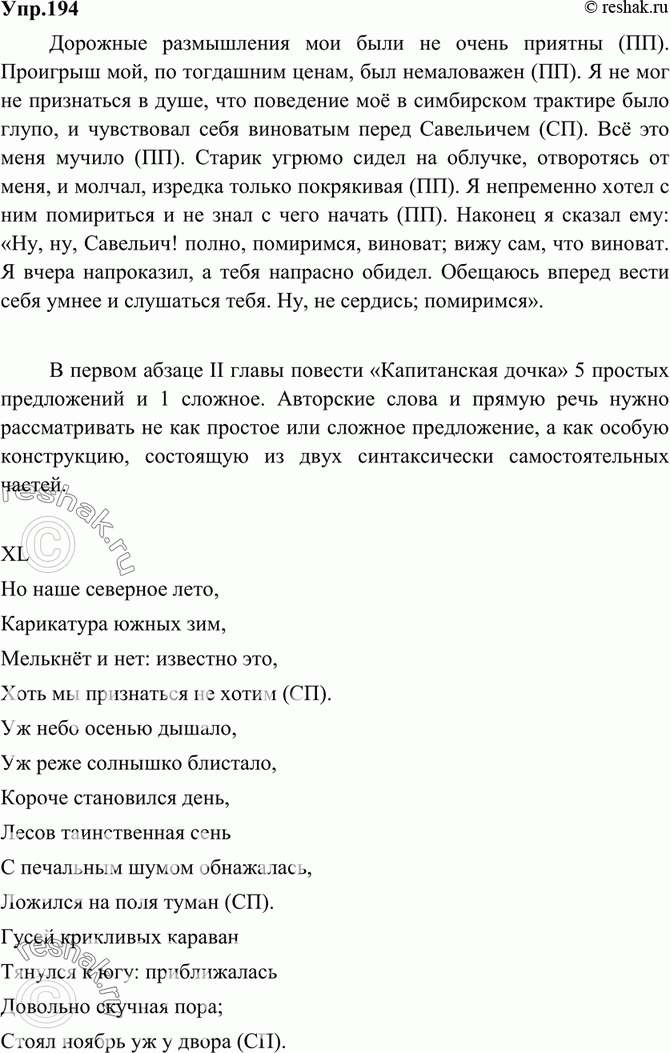 Картинка ГДЗ - Упражнение 194 по русскому языку ГДЗ Ладыженская 9 класс Вариант 1