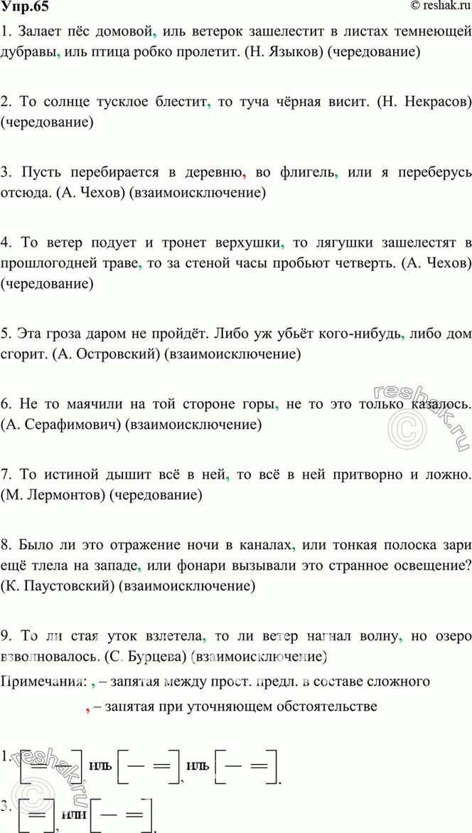 Картинка ГДЗ - Упражнение 65 по русскому языку ГДЗ Ладыженская 9 класс Вариант 1