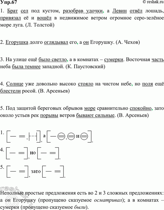 Картинка ГДЗ - Упражнение 67 по русскому языку ГДЗ Ладыженская 9 класс Вариант 1